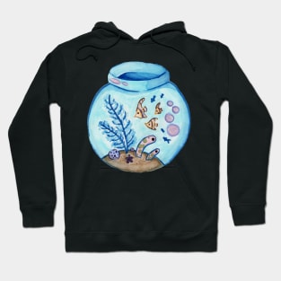 Ocean Fishbowl Aquarium in Watercolor Hoodie